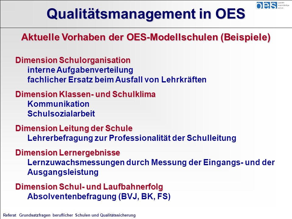 Qualitätsmanagement in OES
