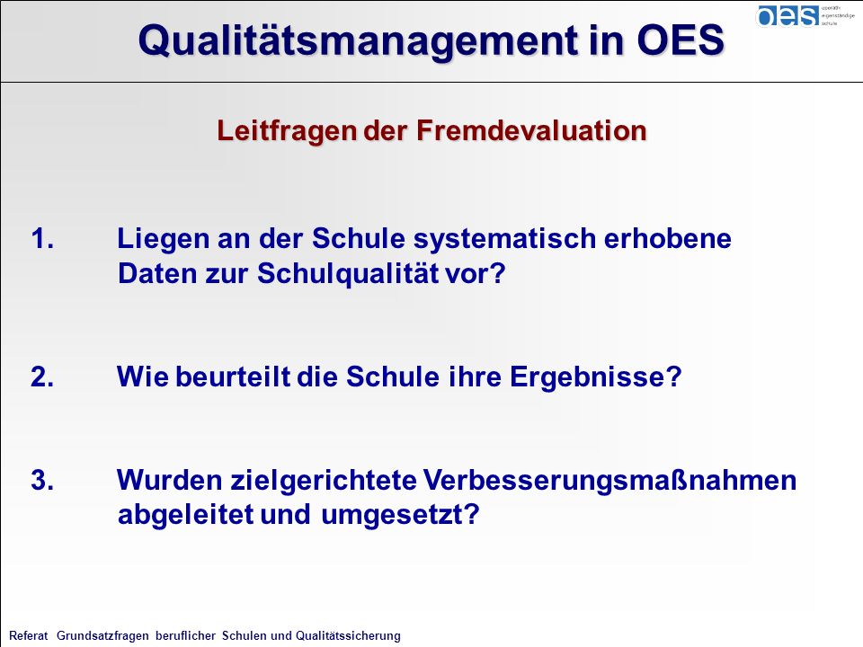 Qualitätsmanagement in OES