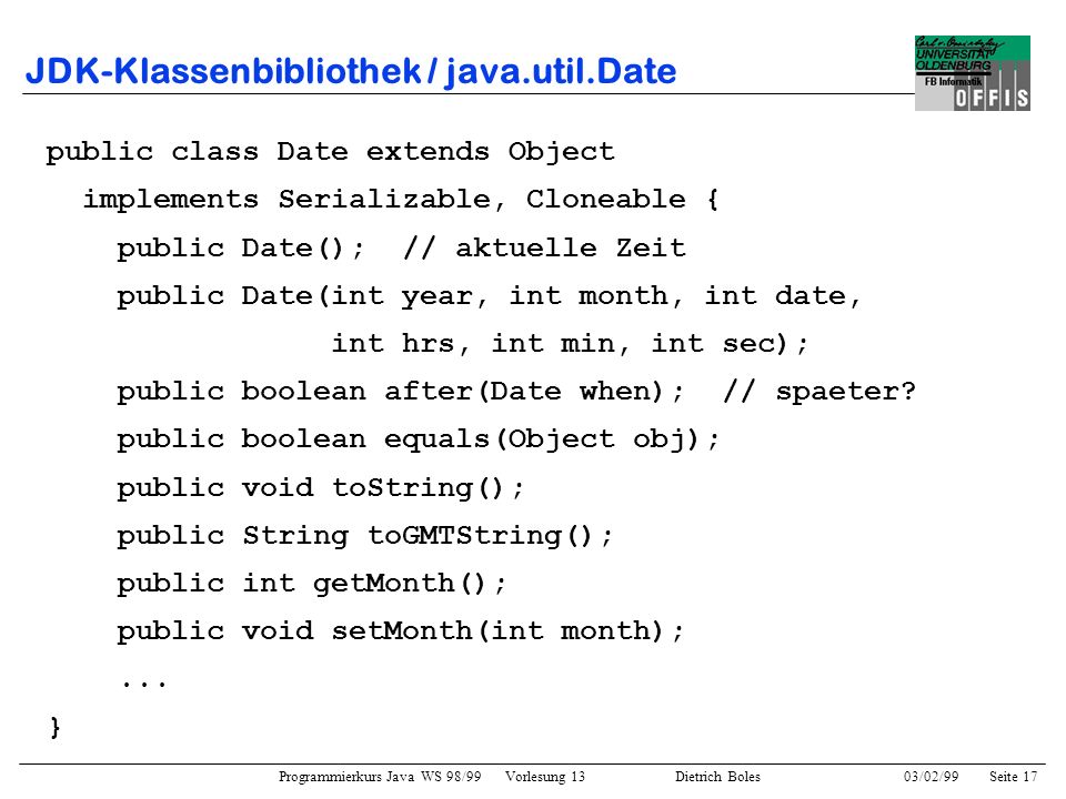 JDK-Klassenbibliothek / java.util.Date