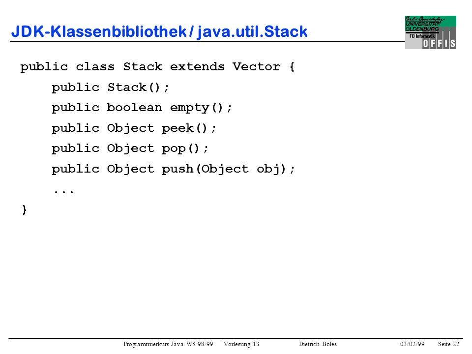 JDK-Klassenbibliothek / java.util.Stack