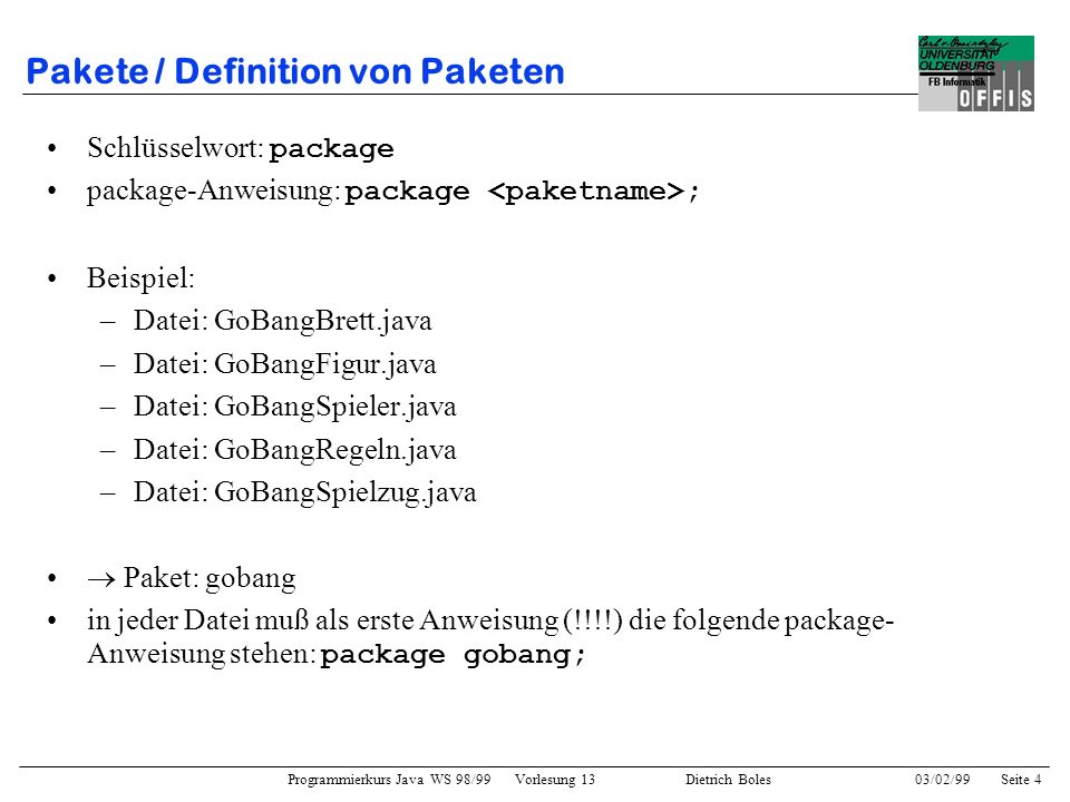Pakete / Definition von Paketen