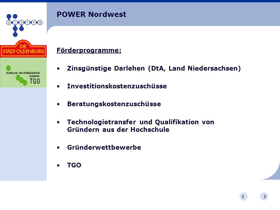 POWER Nordwest Förderprogramme: