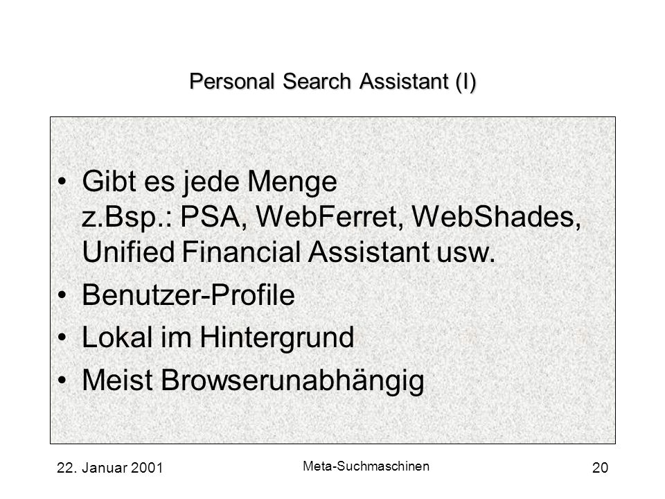Personal Search Assistant (I)