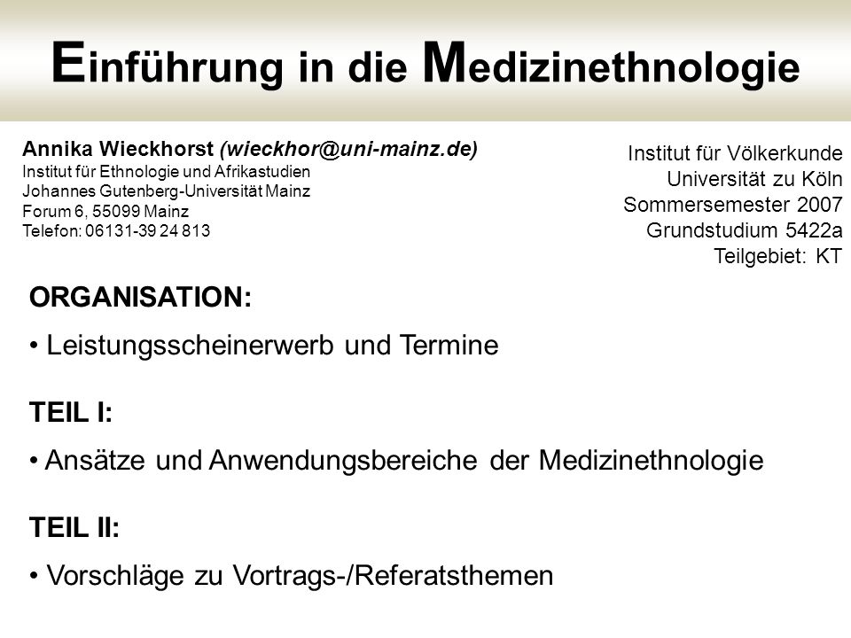 Einführung in die Medizinethnologie