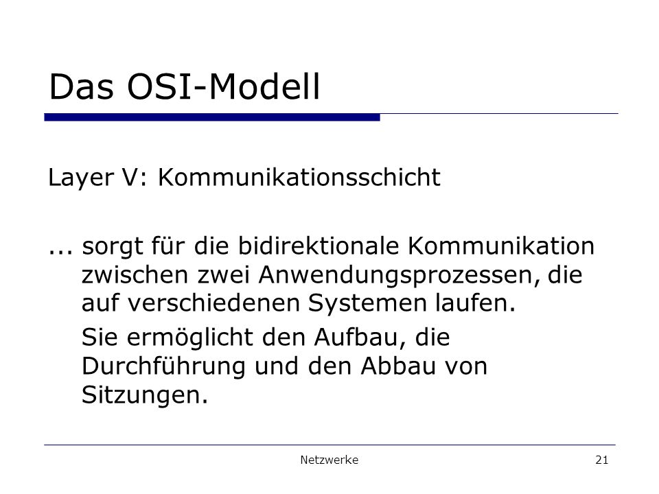 Das OSI-Modell Layer V: Kommunikationsschicht