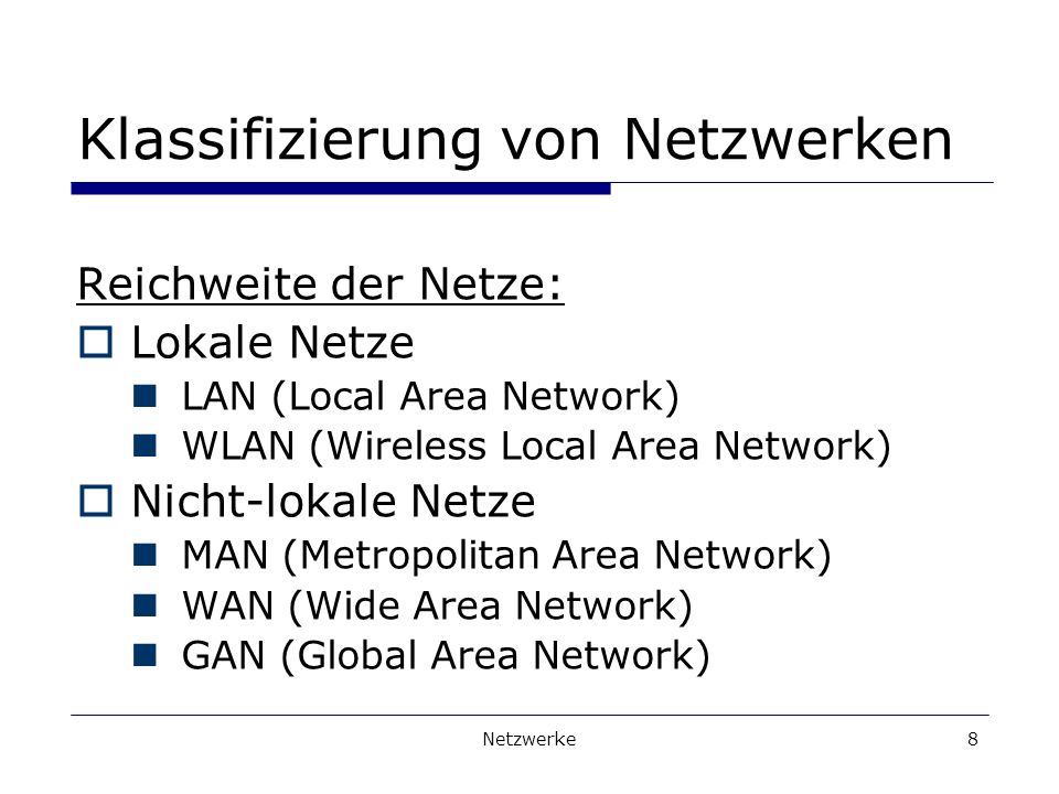 Klassifizierung von Netzwerken