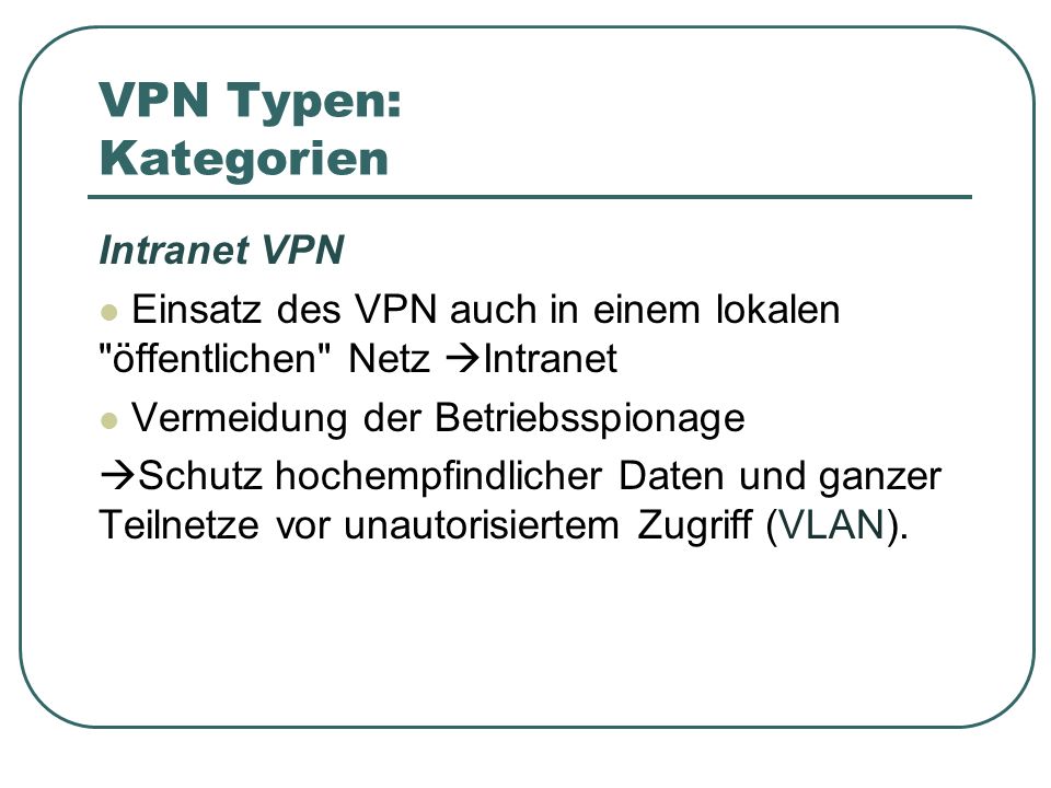 VPN Typen: Kategorien Intranet VPN