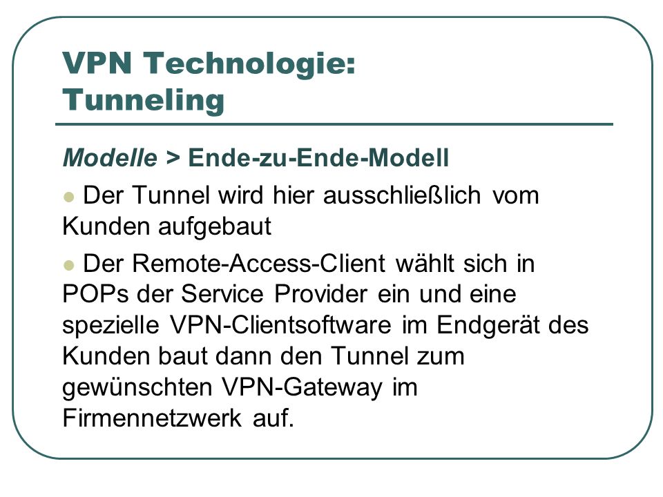 VPN Technologie: Tunneling