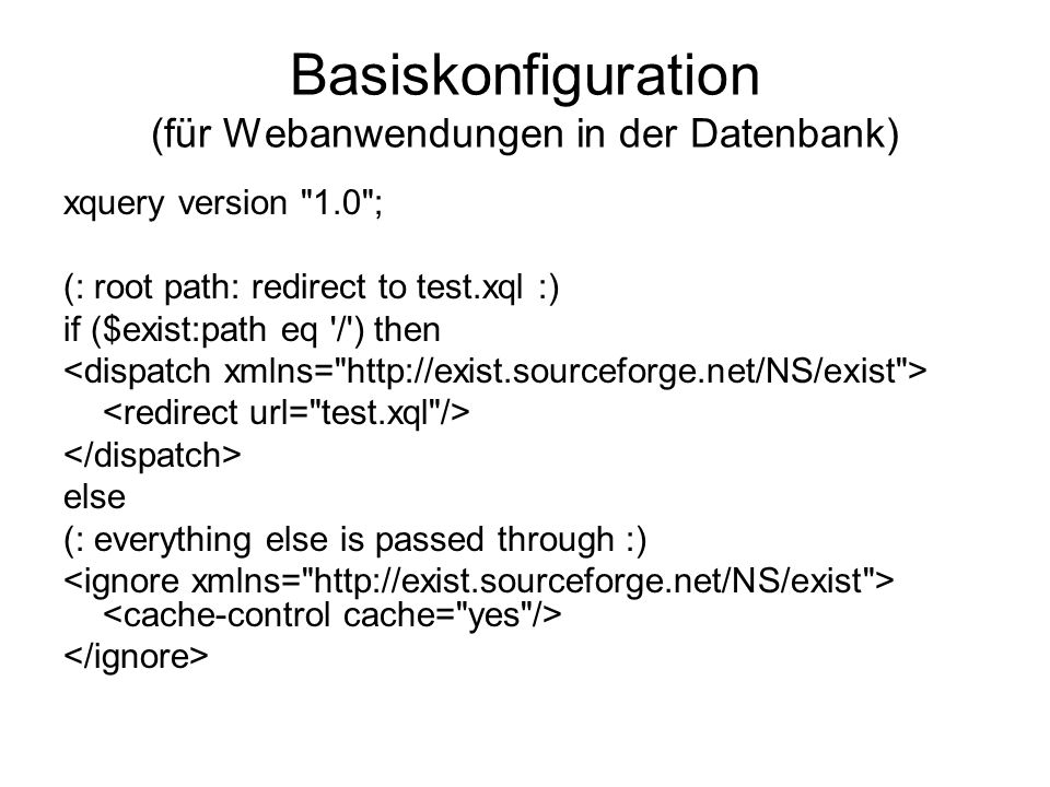 Basiskonfiguration (für Webanwendungen in der Datenbank)