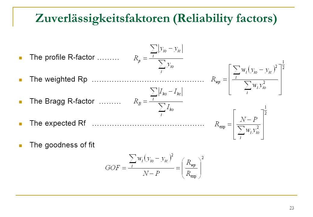 Zuverlässigkeitsfaktoren (Reliability factors)