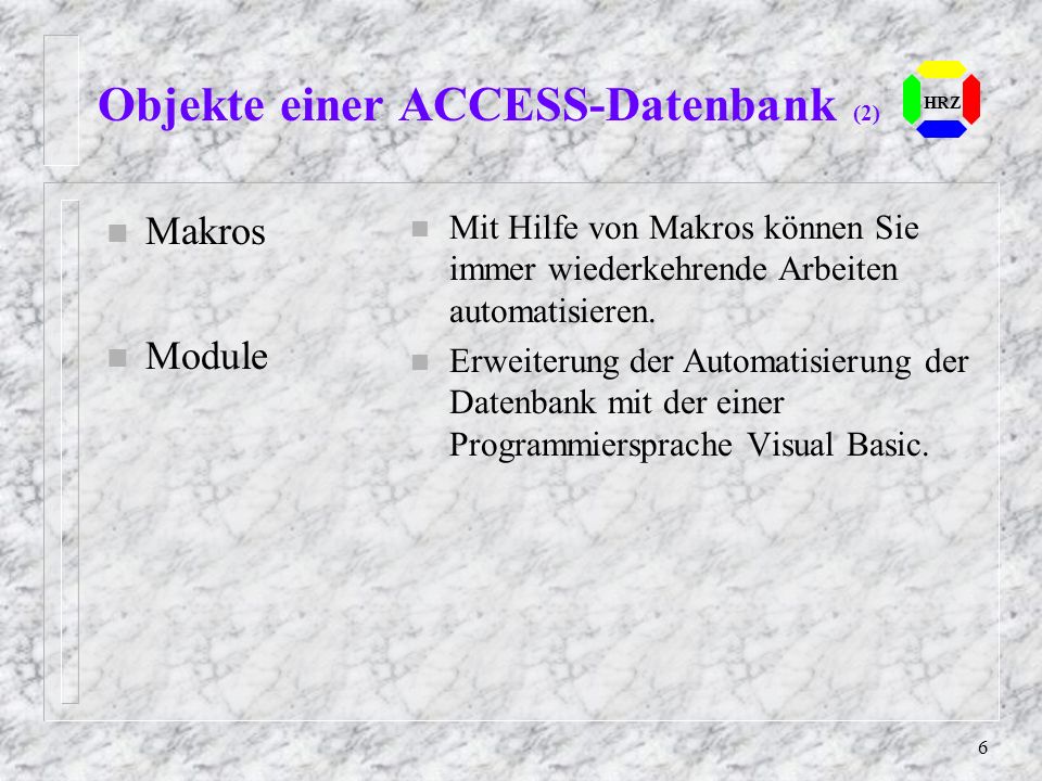 Objekte einer ACCESS-Datenbank (2)