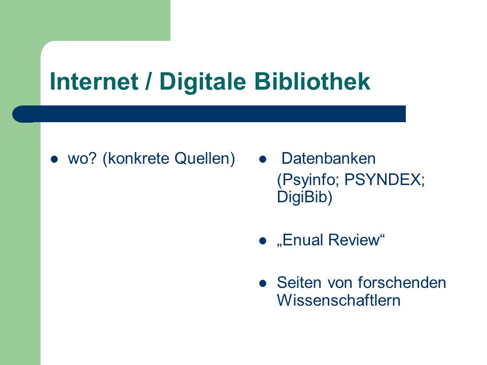 Internet / Digitale Bibliothek