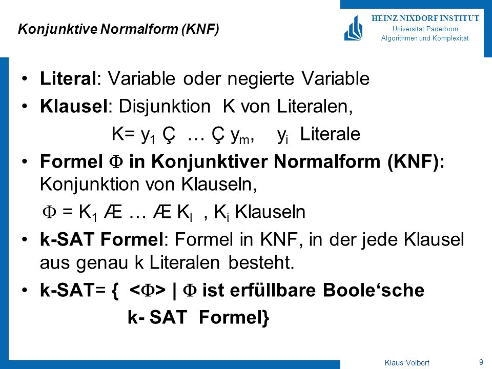 Konjunktive Normalform (KNF)