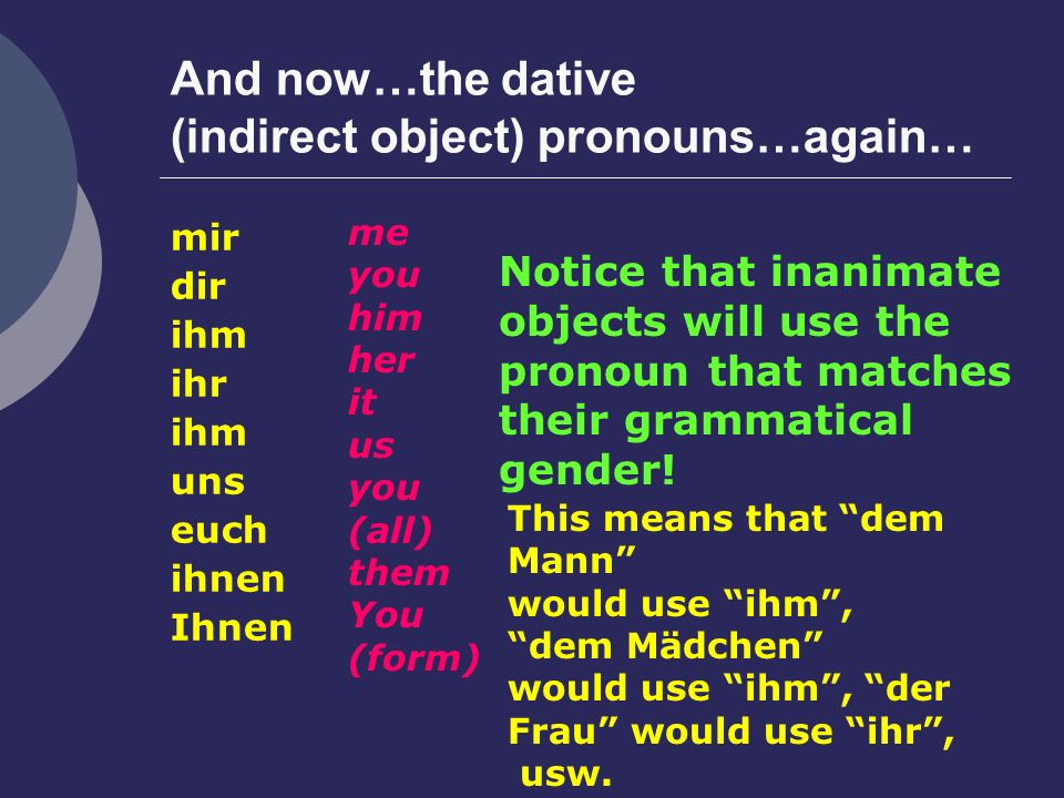 And now…the dative (indirect object) pronouns…again…