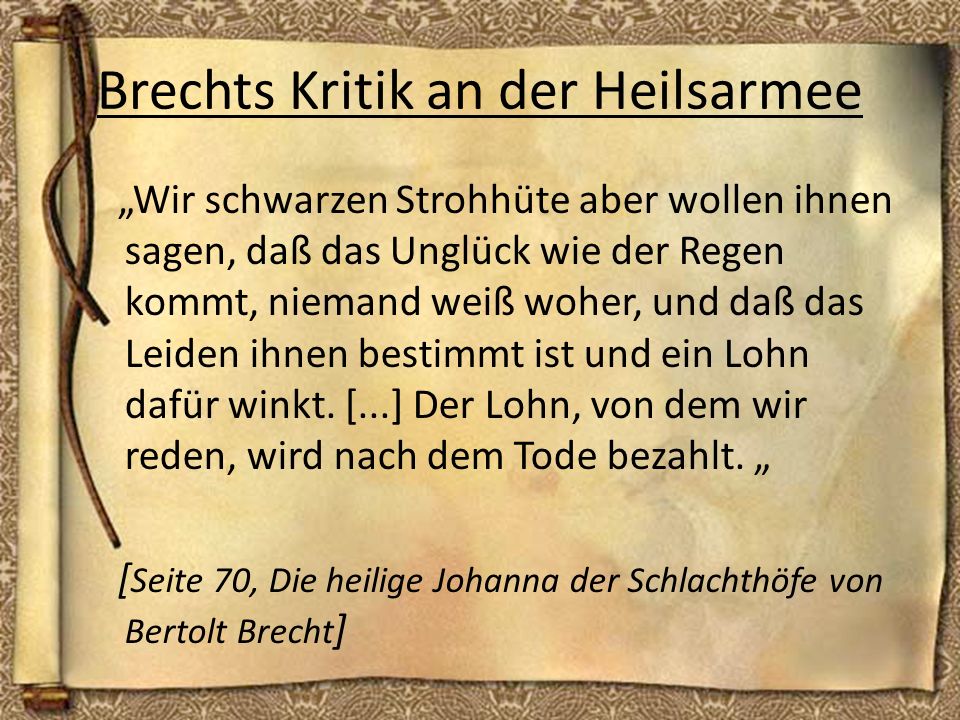 Brechts Kritik an der Heilsarmee