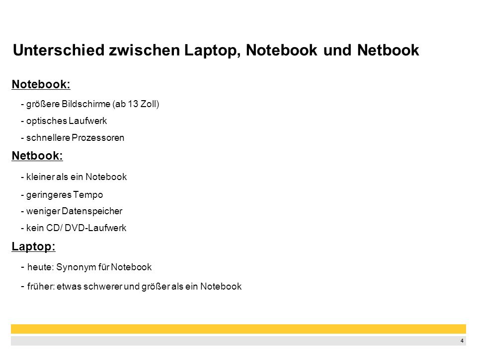 Unterschied zwischen Laptop, Notebook und Netbook