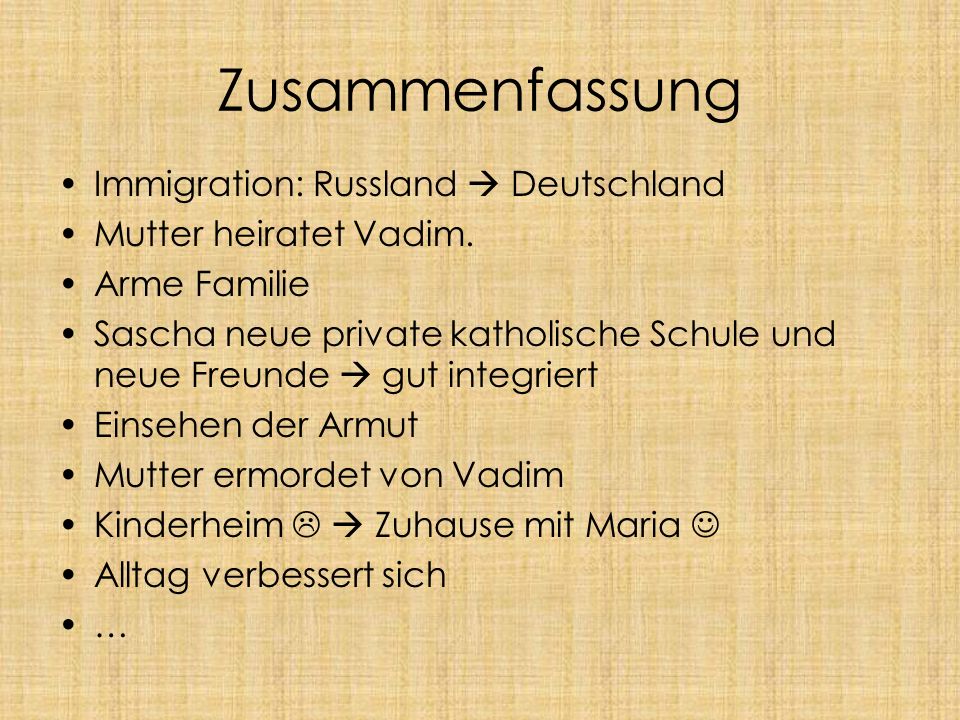Zusammenfassung Immigration: Russland  Deutschland