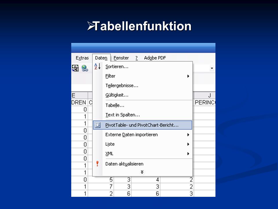 Tabellenfunktion
