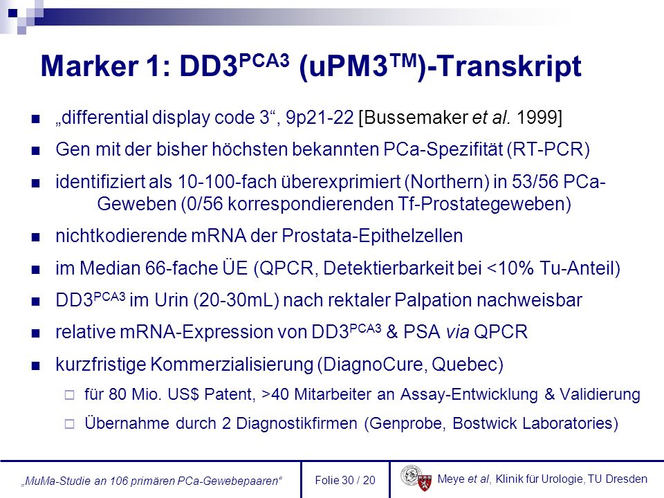 Marker 1: DD3PCA3 (uPM3TM)-Transkript