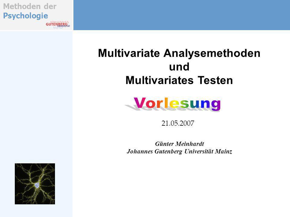 Multivariate Analysemethoden Johannes Gutenberg Universität Mainz