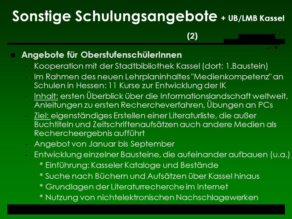 Sonstige Schulungsangebote + UB/LMB Kassel (2)