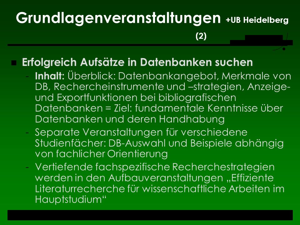 Grundlagenveranstaltungen +UB Heidelberg (2)