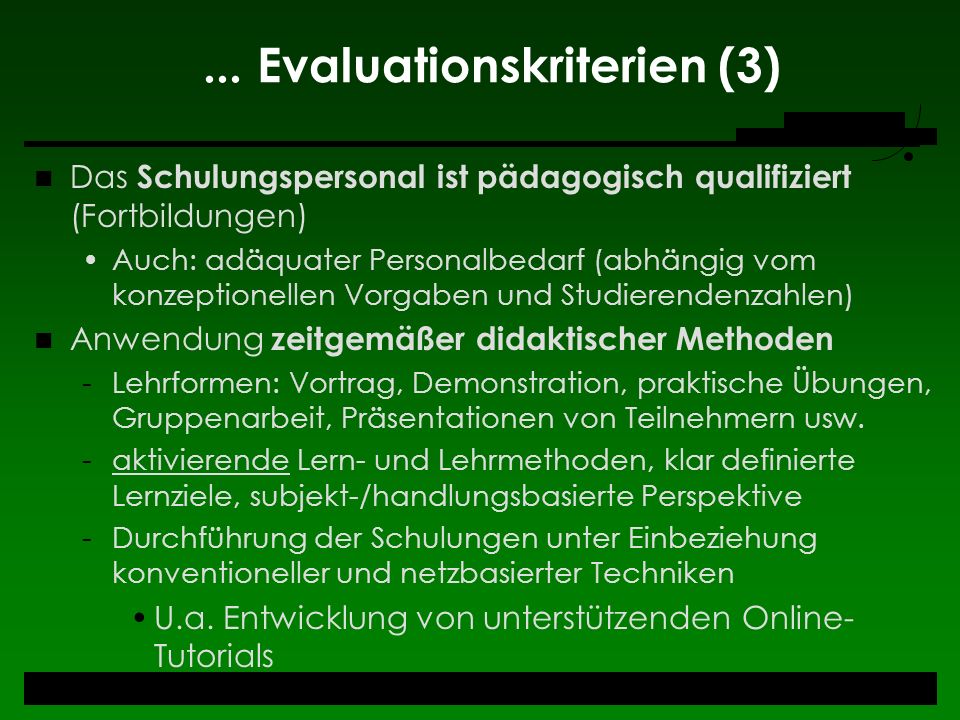 ... Evaluationskriterien (3)