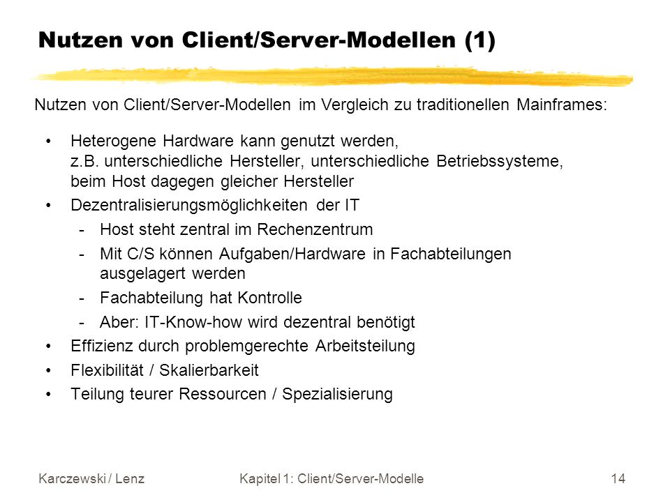 Nutzen von Client/Server-Modellen (1)
