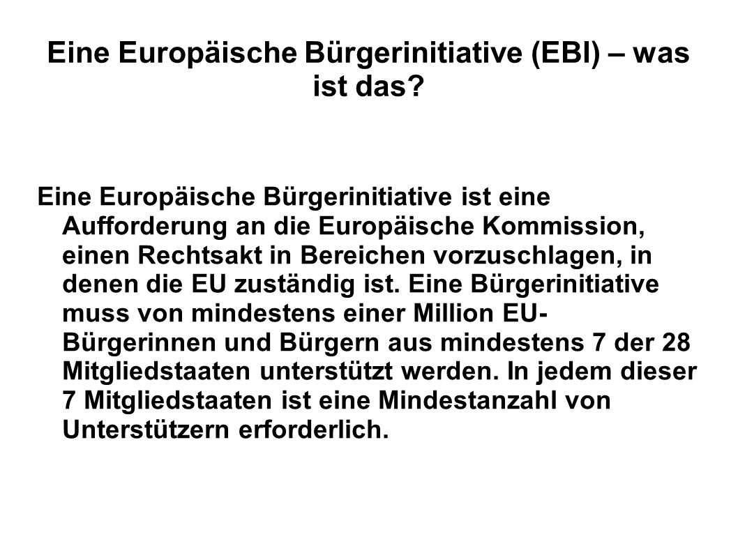 Eine Europäische Bürgerinitiative (EBI) – was ist das