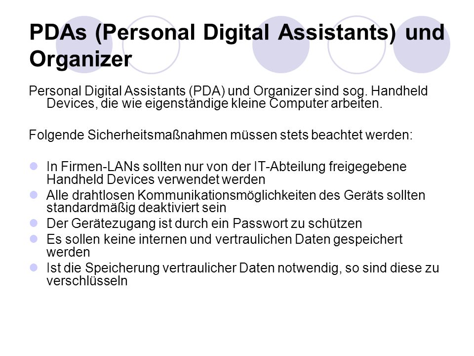 PDAs (Personal Digital Assistants) und Organizer