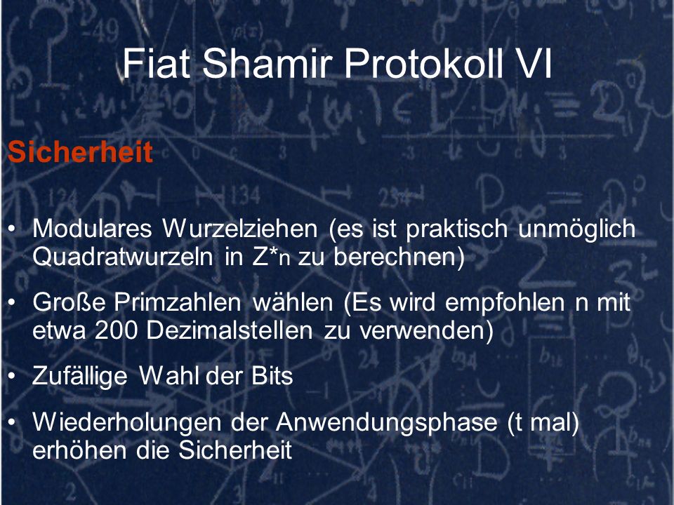 Fiat Shamir Protokoll VI