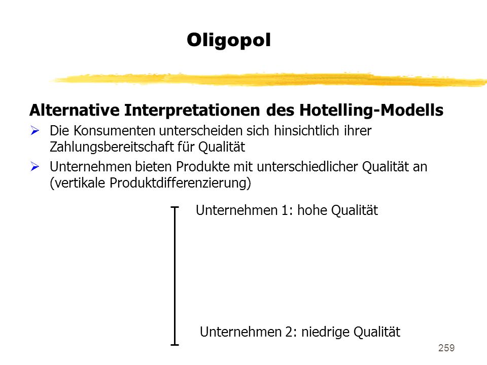 Oligopol Alternative Interpretationen des Hotelling-Modells