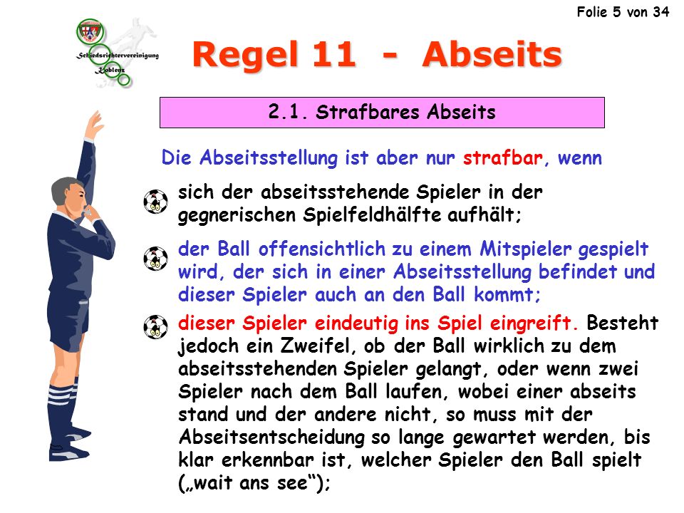 Regel 11 - Abseits 2.1. Strafbares Abseits