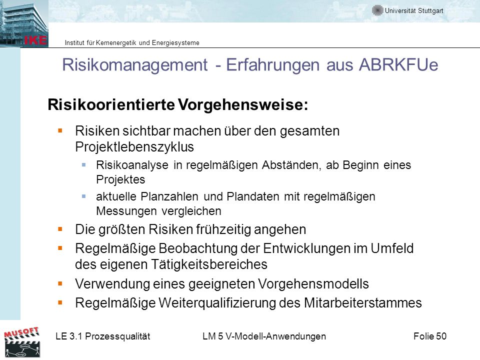 Risikomanagement - Erfahrungen aus ABRKFUe