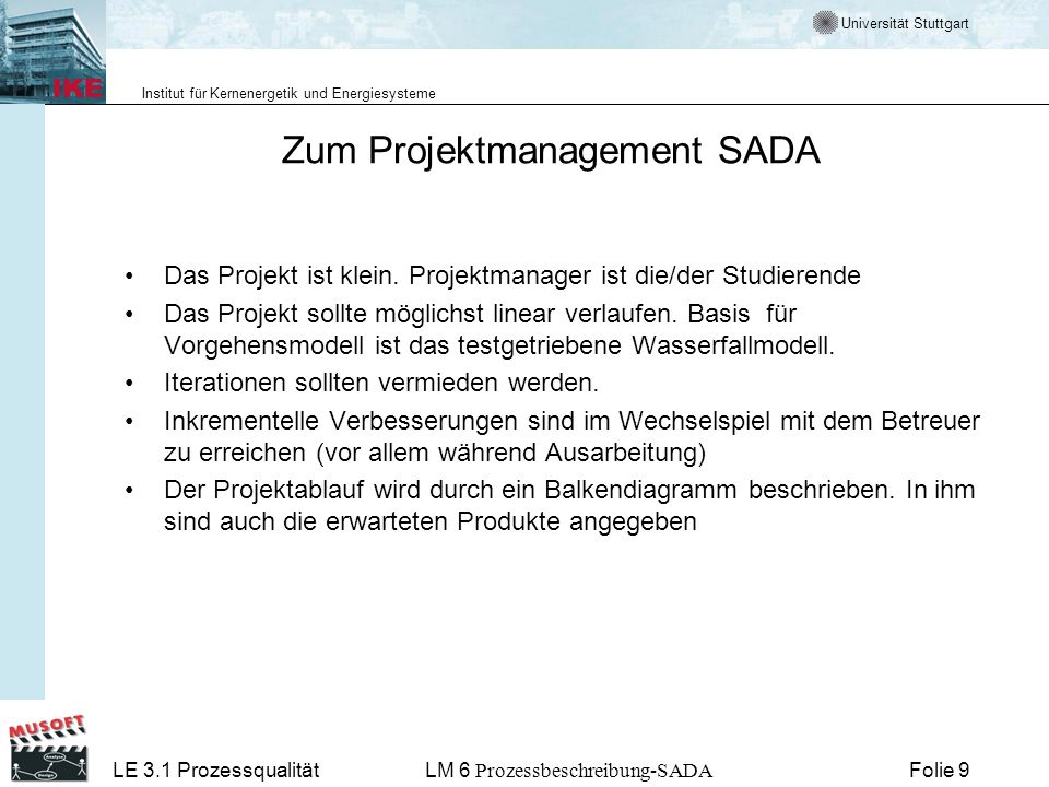 Zum Projektmanagement SADA