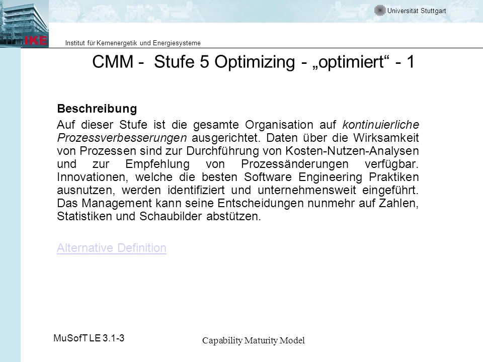 CMM - Stufe 5 Optimizing - „optimiert - 1