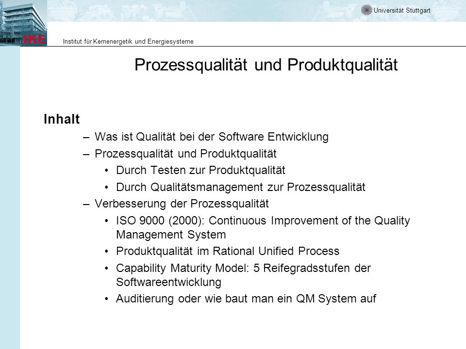 Prozessqualität und Produktqualität