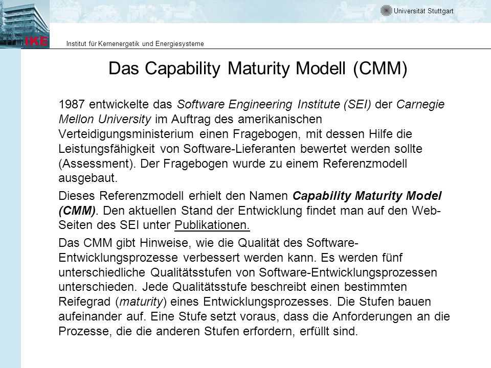 Das Capability Maturity Modell (CMM)