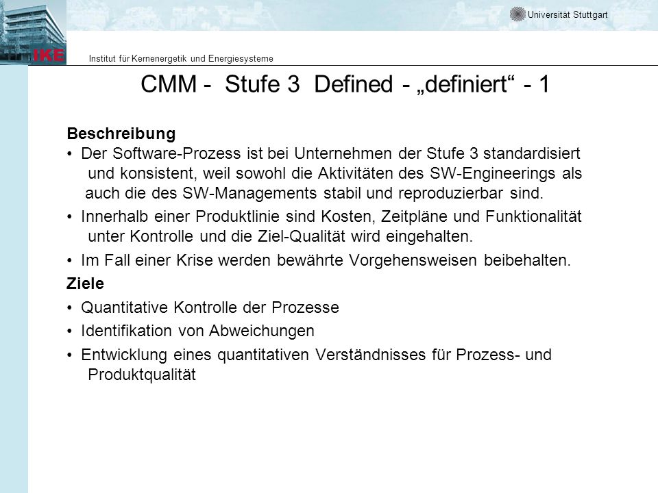 CMM - Stufe 3 Defined - „definiert - 1