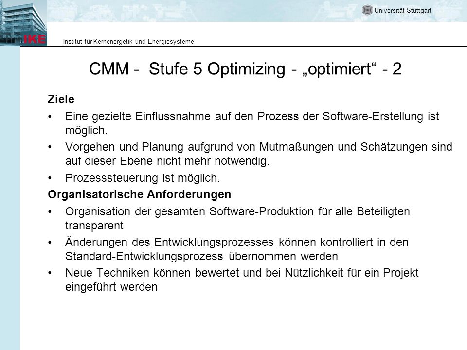 CMM - Stufe 5 Optimizing - „optimiert - 2