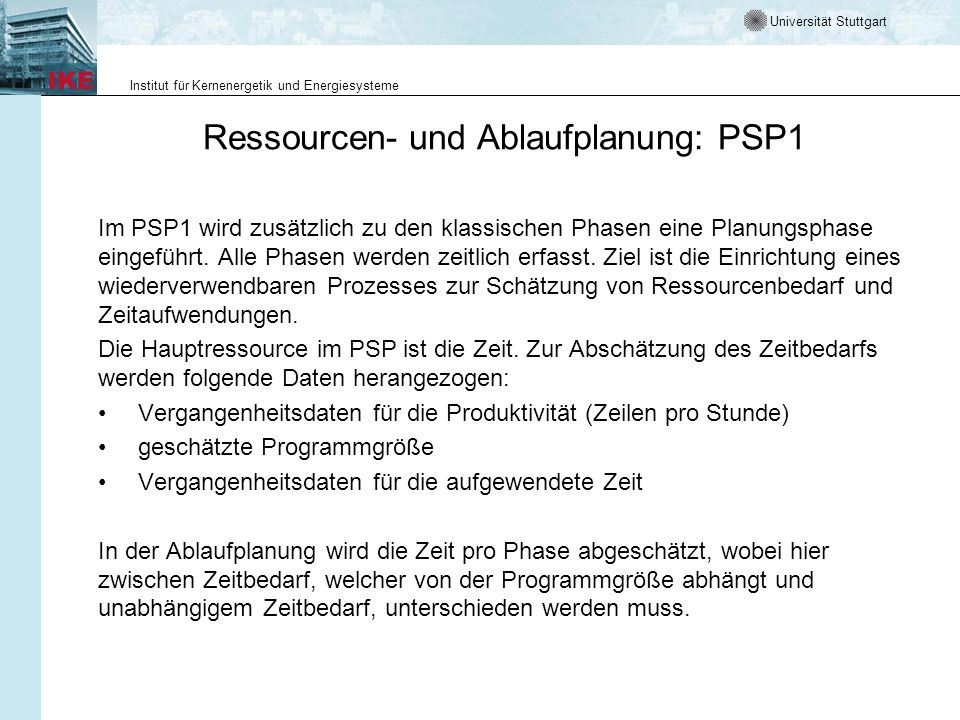 Ressourcen- und Ablaufplanung: PSP1