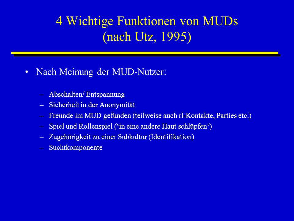 4 Wichtige Funktionen von MUDs (nach Utz, 1995)