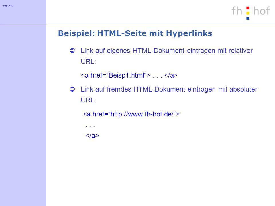 Beispiel: HTML-Seite mit Hyperlinks