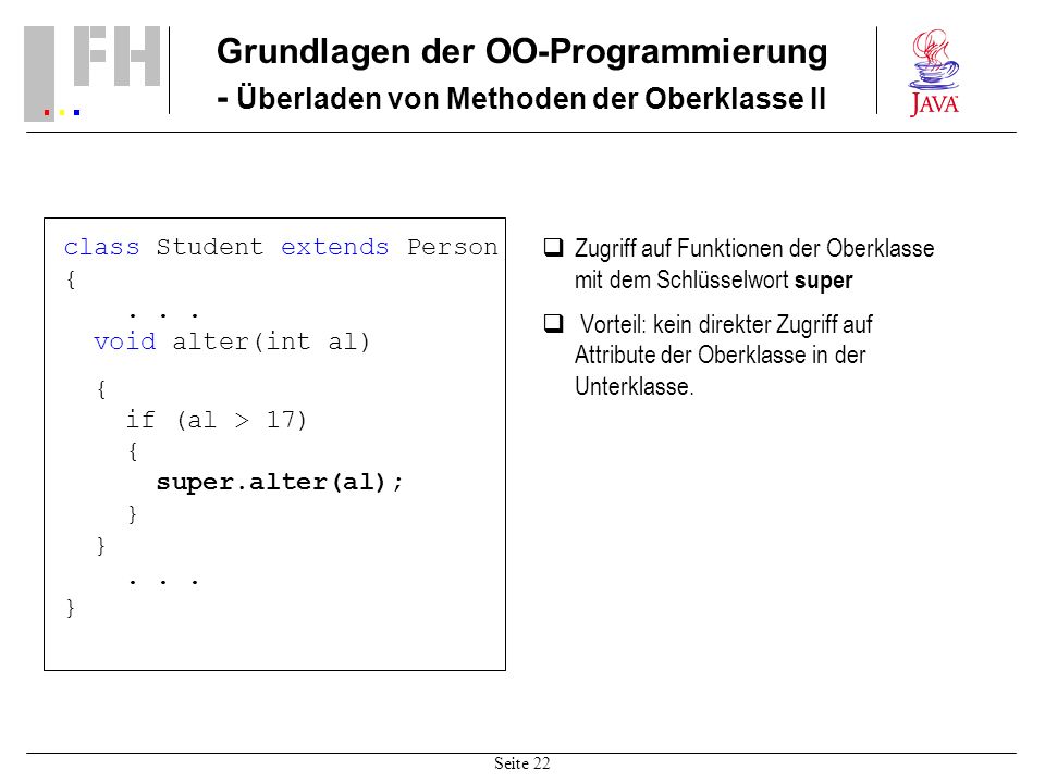 Grundlagen der OO-Programmierung - Überladen von Methoden der Oberklasse II