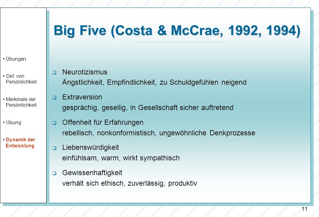 Big Five (Costa & McCrae, 1992, 1994)