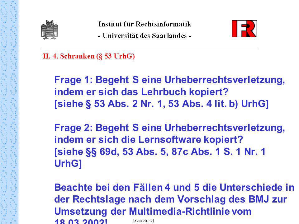 II. 4. Schranken (§ 53 UrhG)