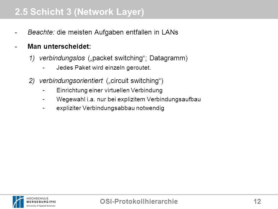 2.5 Schicht 3 (Network Layer)