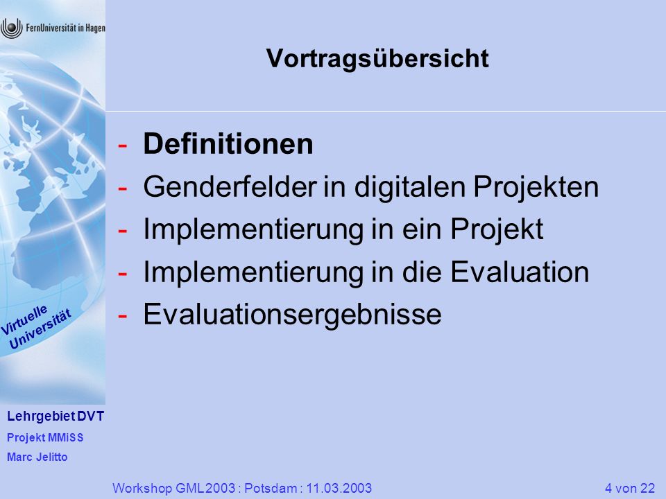 Genderfelder in digitalen Projekten Implementierung in ein Projekt