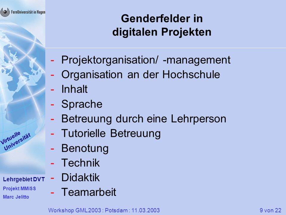 Genderfelder in digitalen Projekten