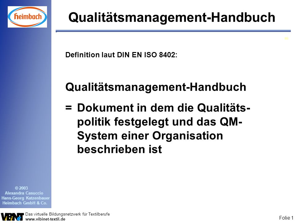 Qualitätsmanagement-Handbuch